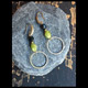 green stone brass hoop earrings
