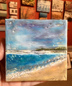 mini encaustic and oil painting seascape