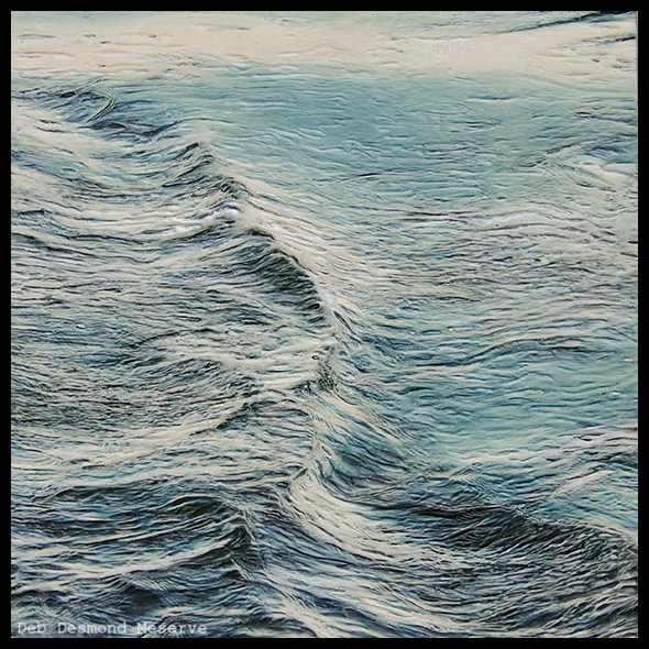 encaustic painting of ocean wave wake